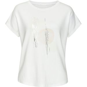 Lascana - Shirt - Wit - French Terry - Korte Mouwen - Ronde Hals