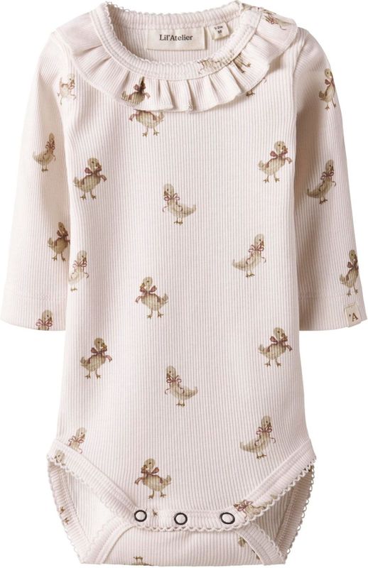 Romper - Lange Mouwen - Jersey - Drukknoopsluiting - Met Ruches