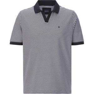 TOSCARELLI - TOSCARELLI - Poloshirt - Wit Blauw - Maritieme Look, V-hals, Polokraag