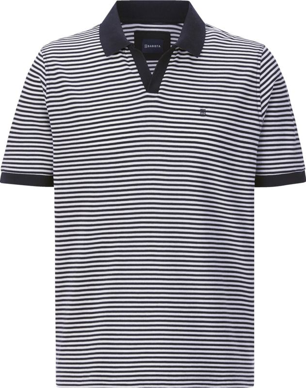 TOSCARELLI - TOSCARELLI - Poloshirt - Wit Blauw - Maritieme Look, V-hals, Polokraag