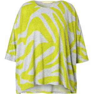 MIAMODA Trui  grijs gemêleerd / limoen