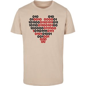 F4NT4STIC Shirt 'I love you 01001001 Binary Code Herz  Valentinstag'  beige / rood / zwart