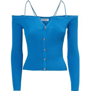 Influencer Gebreid vest  blauw / goud