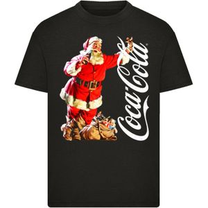 F4NT4STIC Shirt 'Coca Cola Leaning Santa'  gemengde kleuren / zwart