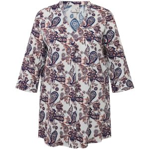 Ulla Popken Blouse  ivoor / violetblauw / koraal
