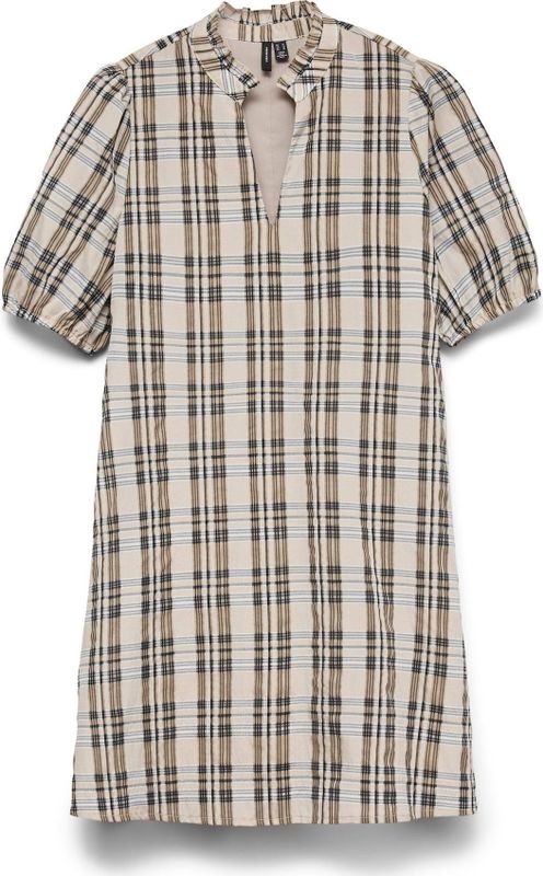 Vmmali - Korte Jurk - Hoge Hals - Lange Mouwen - Pofmouwen - Relaxed Fit