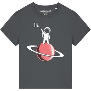 Watapparel Shirt ' Astronaut says Hi '  antraciet / pink / wit