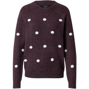 VERO MODA Trui 'VMDOFFY INTARSIA'  wijnrood / wit