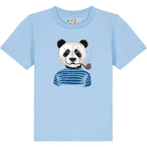 watabout.kids Shirt 'Panda'  lichtblauw / donkerblauw / zwart / wit
