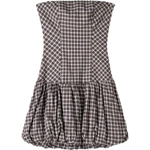 Bershka Jurk  nachtblauw / bruin / roestbruin / lichtbruin / offwhite