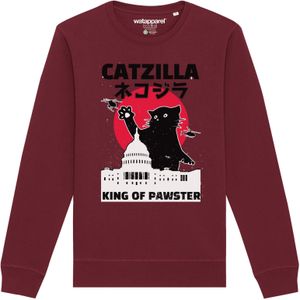 Watapparel Sweatshirt 'Catzilla'  rood / bourgogne / zwart / wit