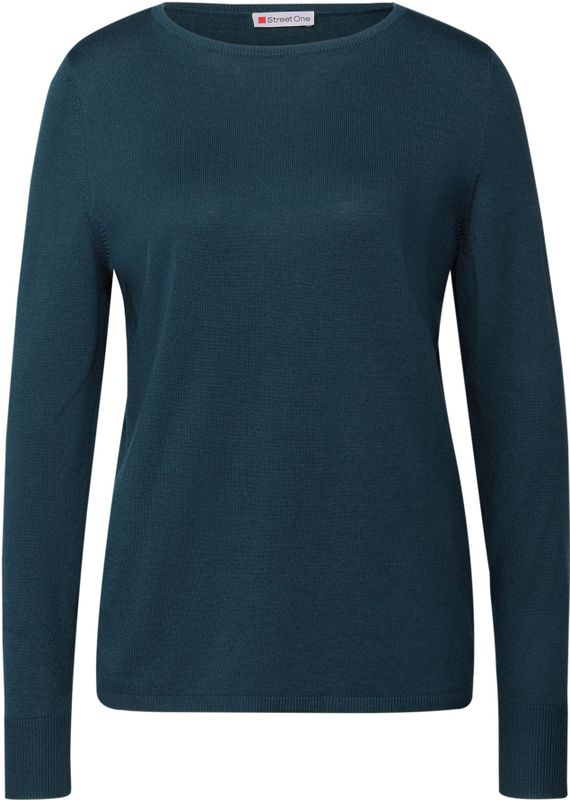 STREET ONE - Gebreide Trui - Tide Blue - Met Boothals