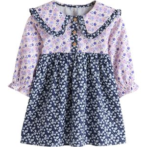 Next Jurk  navy / lichtlila / rosé / wit