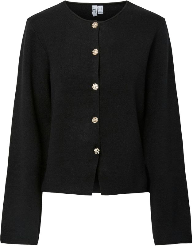 Pcfarie - Gebreid Vest - Ronde Hals - Lange Mouwen - Knoopsluiting