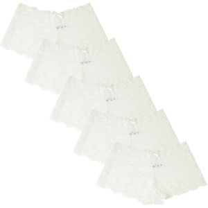 Yenita - Broekje - Wit - 5 Pack - Licht Transparant - Mid Waist