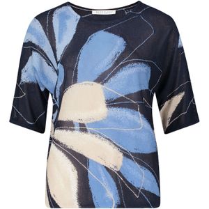 Betty & Co - Overhemden - Blauw - Fijngebreide Trui met Print