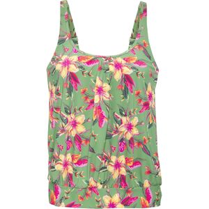 Look - Tankini - Salie/Pink Gedessineerd - Zonder Beugels - Ingewerkte Softcups