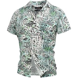 INDICODE JEANS Overhemd 'Milky'  aqua / lichtgroen / zwart / wit