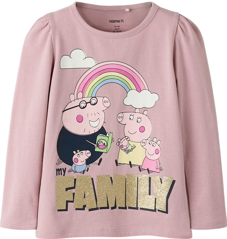 NAME IT Shirt 'NMFNora Peppa'  goud / mauve / pink / wit