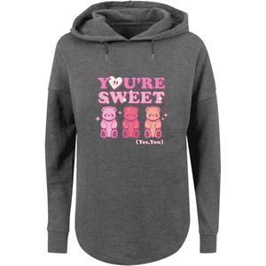 F4NT4STIC Sweatshirt 'Valentinstag You're Sweet Gummy Bears'  donkergrijs / orchidee / lichtoranje / rosa