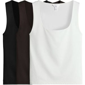 The Set Top  donkerbruin / zwart / wit