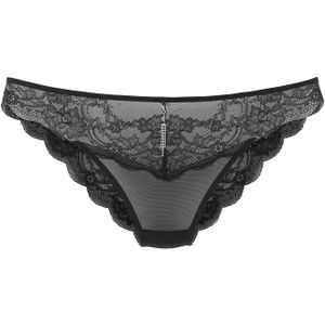 Lascana - Tanga - Zwart - Transparante Kant met Straselement