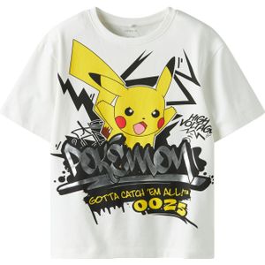 NAME IT Shirt 'NKMNirel Pokemon'  geel / donkergrijs / zwart / wit