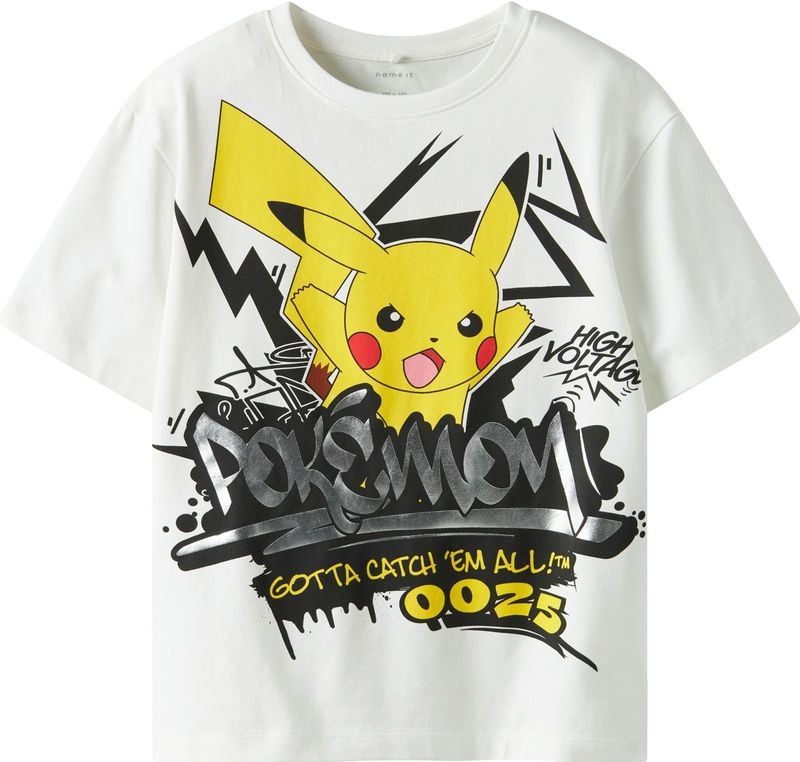 NAME IT Shirt 'NKMNirel Pokemon'  geel / donkergrijs / zwart / wit