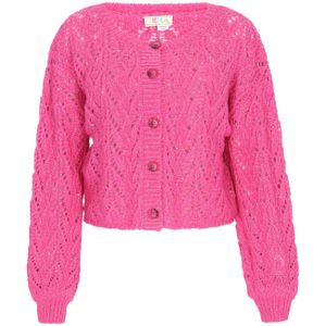 IZIA Gebreid vest  neonroze