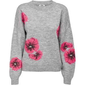 JDY Trui 'FLORIS'  grijs gemêleerd / rood gemêleerd / zwart