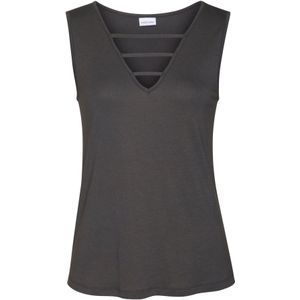 Lascana Tanktop - Antraciet - Jerseytop - Mouwloos - V-hals