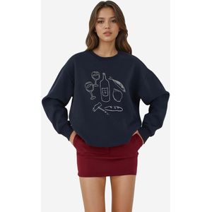 Hiccup Sweatshirt  nachtblauw / wit