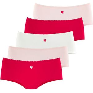 Lascana Hipster - Rood/Crème/Roze - Katoen - Set van 5