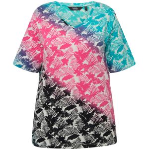 Ulla Popken Shirt  blauw / pink / zwart / wit