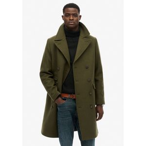 Superdry - Merchant Wool Blend Long - Jas - Zwart