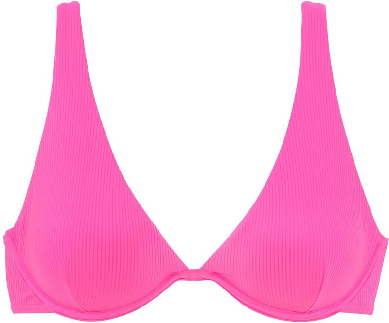 Look - Structuurpatroon - Bikinitop - Pink - Met Sluiting Achter - Verwijderbare Softcups