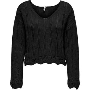 ONLY - ONLELBA - Trui - Zwart - V-hals - Losse Pasvorm