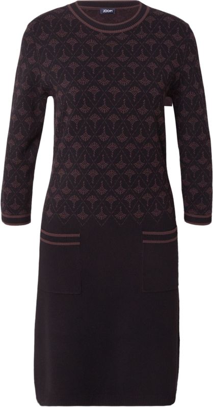 JOOP! - Klamie - Gebreide Jurk - Chocoladebruin - Knielengte - Driekwart Mouw