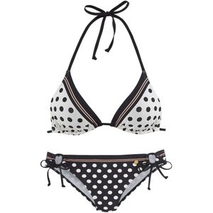 LASCANA - Bikini - Nude/Zwart/Wit - Full Cup - Halterbandjes - Triangel - Zonder Beugel - Gestippeld