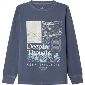 Hackett London Shirt 'Deep In Thought'  smoky blue / lichtblauw / wit