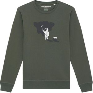 Watapparel Sweatshirt ' Painting space '  grijs / olijfgroen / wit
