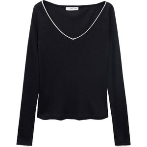 MANGO Shirt 'JANET'  navy / wit