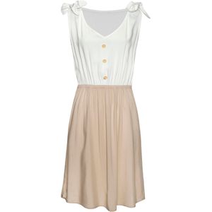 Lascana - Zomerjurk - Crème/zandkleur - Casual - Mouwloos