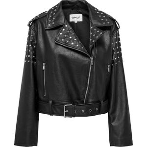 Onldestiny - Bikerjack - Imitatieleer - Kort - Biker Kraag - Lange Mouwen