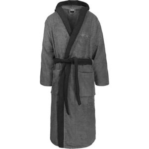 normani - Badjas - Grijs / Zwart - Lang - Velours Badstof