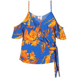 ebeeza Blouse  blauw / oranje / kreeft