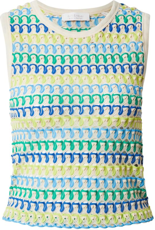 Rich & Royal Gebreide top 'Raschel'  blauw / lichtblauw / geel / wit