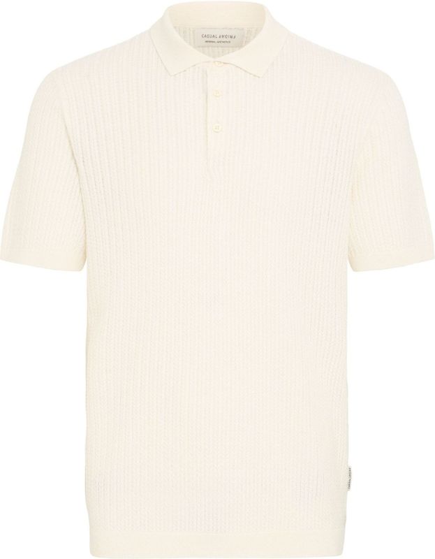 Casual Friday - Gestructureerde Knit Polo - Beige - Knit - Korte Mouwen