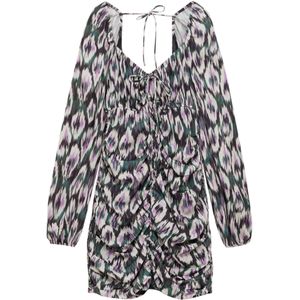 Pull&Bear Jurk  antraciet / groen / lichtlila / wit