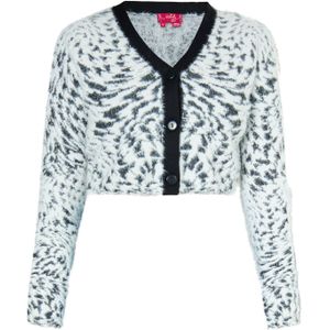 swirly Gebreid vest  zwart / wit